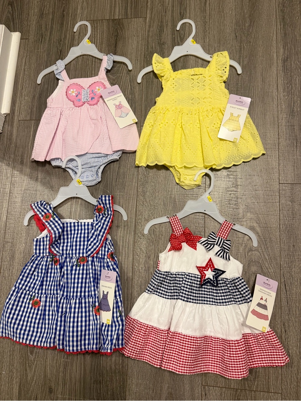 4-Pack Girls' Summer Dress & Romper Set - Pink, Yellow, Blue, Red
